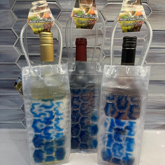 Beverage Chill Bag/ Freeze Tote / SPECIAL THREE FOR $20 /Clear Wine Bag NWT - Picture 3 of 11